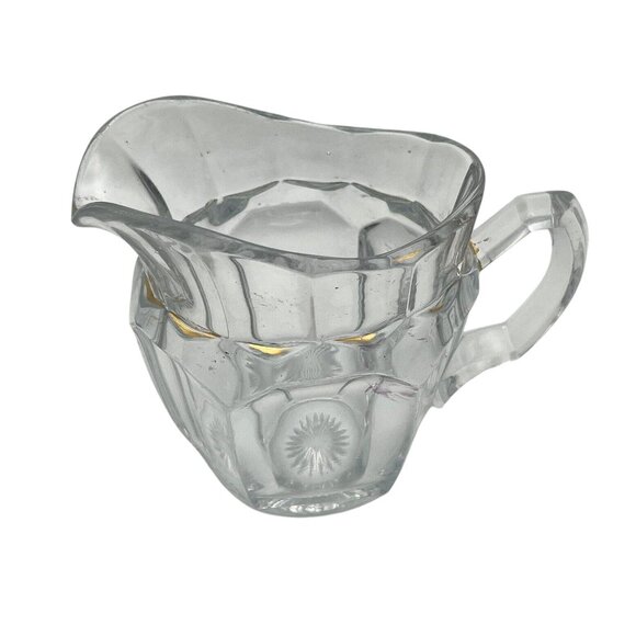 Vintage Clear Glass Creamer Starburst Bottom Unknown Maker - Picture 1 of 6